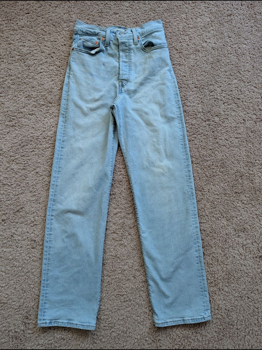 Levis Womens Light Wash Blue Stretch Ribcage Straight Ankle Jeans 28x32 - Picture 3 of 16